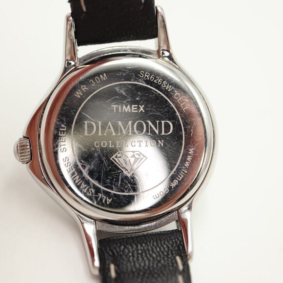 Timex Diamond Collection 29mm Womens Watch Black Leather with New Battery